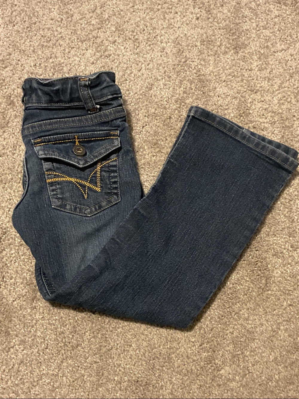 Wrangler Dark Blue Boot Cut Jeans with Flap Back Pocket